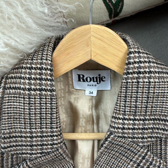 Rouje Brown Plaid Belted Blazer 34 Albert - Picture 4 of 6